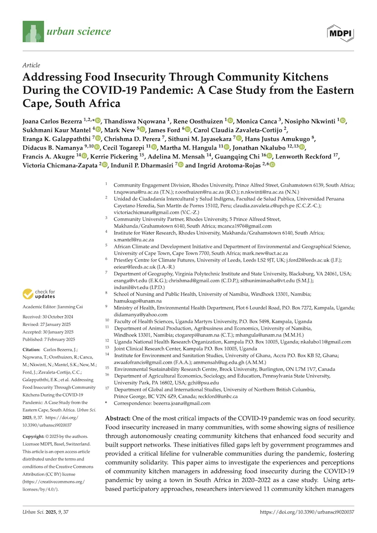 Addressing Food Insecurity Through Community Kitchens During the COVID-19 Pandemic: A Case Study from the Eastern Cape, South Africa