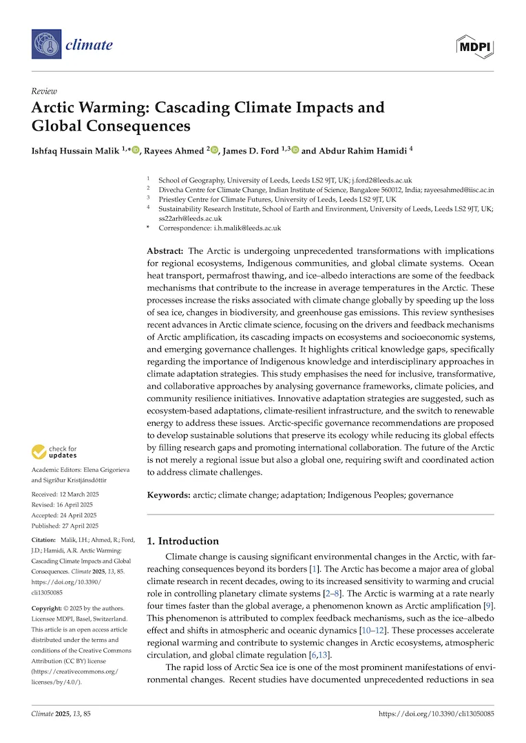 Arctic Warming: Cascading Climate Impacts and Global Consequences
