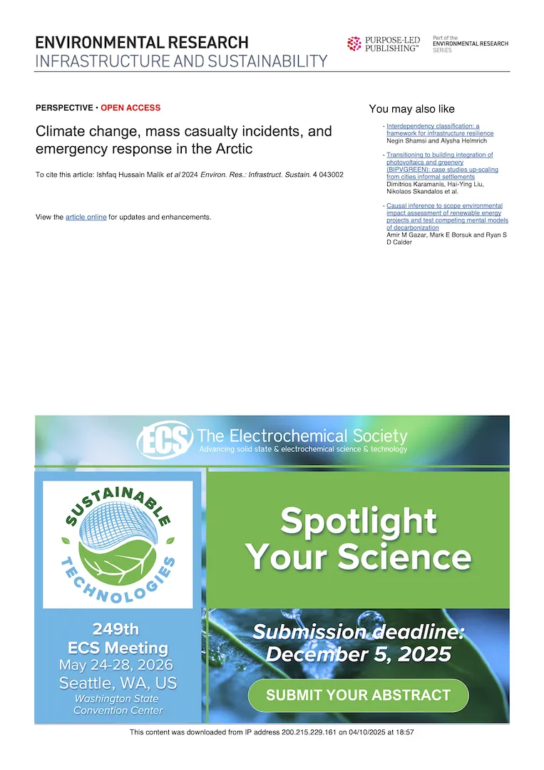 Climate change, mass casualty incidents, and emergency response in the Arctic